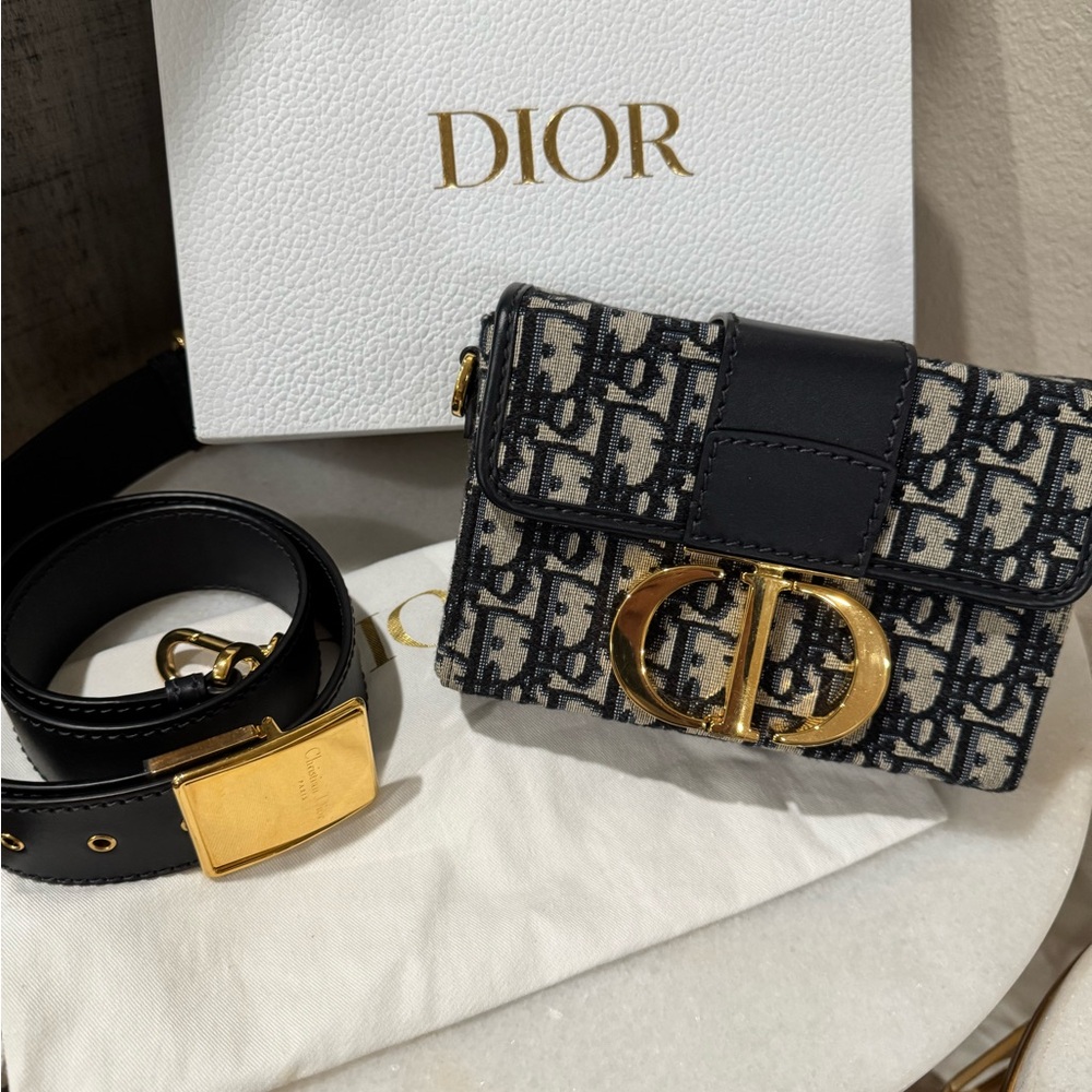 Dior Monogram Black and Gold Clutch